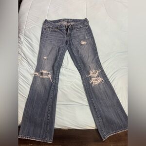 American Eagle Outfitters Ripped Blue Boot Cut Jeans